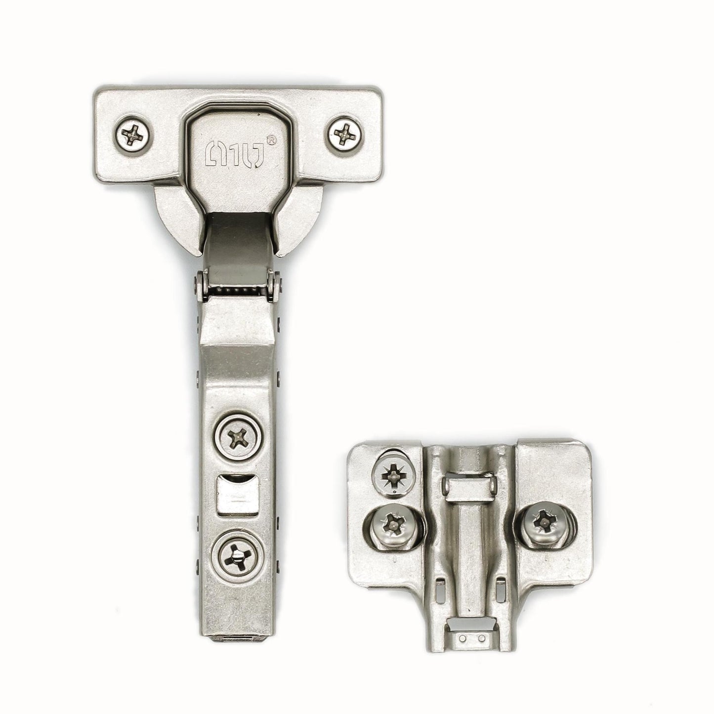 107° Soft Close Full Overlay Hinge with Dowels Plate with Euroscrews - CS041DE